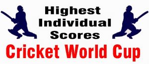 Highest Individual Scores in cricket World cup history